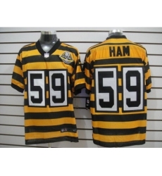 Nike Pittsburgh Steelers 59 Jack Ham Yellow Black Elite 80th Throwback NFL Jersey