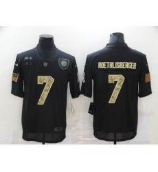 Nike Pittsburgh Steelers 7 Ben Roethlisberger Black Camo 2020 Salute To Service Limited Jersey