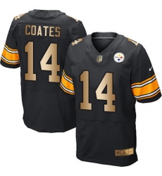 Nike Steelers #14 Sammie Coates Black Team Color Mens Stitched NFL Elite Gold Jersey