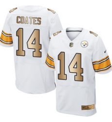 Nike Steelers #14 Sammie Coates White Mens Stitched NFL Elite Gold Jersey