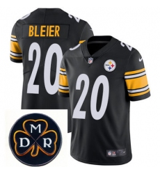 Nike Steelers #20 Rocky Bleier Black  Mens NFL Vapor Untouchable Limited Stitched With MDR Dan Rooney Patch Jersey