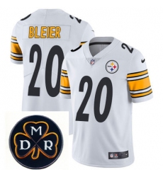 Nike Steelers #20 Rocky Bleier White Mens NFL Vapor Untouchable Limited Stitched With MDR Dan Rooney Patch Jersey