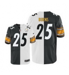 Nike Steelers #25 Artie Burns White Black Mens Stitched NFL Elite Split Jersey