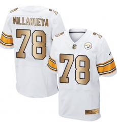 Nike Steelers #78 Alejandro Villanueva White Mens Stitched NFL Elite Gold Jersey