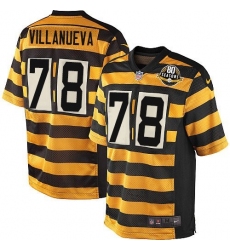 Nike Steelers #78 Alejandro Villanueva Yellow Black Alternate Mens Stitched NFL 80TH Throwback Elite Jersey