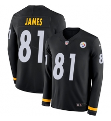 Nike Steelers #81 Jesse James Black Team Color Men Stitched NFL Limited Therma Long Sleeve Jersey