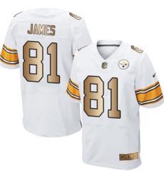 Nike Steelers #81 Jesse James White Mens Stitched NFL Elite Gold Jersey