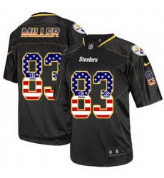 Nike Steelers #83 Heath Miller Black Mens Stitched NFL Elite USA Flag Fashion Jersey