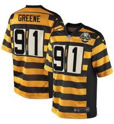 Nike Steelers #91 Kevin Greene Yellow Black Alternate Mens Stitched NFL 80TH Throwback Elite Jersey