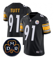 Nike Steelers #91 Stephon Tuitt Black  Mens NFL Vapor Untouchable Limited Stitched With MDR Dan Rooney Patch Jersey
