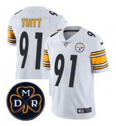 Nike Steelers #91 Stephon Tuitt White Mens NFL Vapor Untouchable Limited Stitched With MDR Dan Rooney Patch Jersey