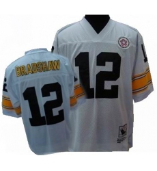Pittsburgh Steelers 12 BRADSHAW white mitchellandness