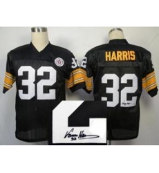 Pittsburgh Steelers 32 Franco Harris Black Throwback M&N Signed NFL Jerseys