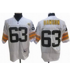 Pittsburgh Steelers 63 Dermonttt Dawson white 1982 throwback 60th patch jerseys