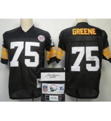 Pittsburgh Steelers 75 Joe Greene Black Throwback M&N Signed NFL Jerseys