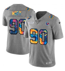Pittsburgh Steelers 90 T J  Watt Men Nike Multi Color 2020 NFL Crucial Catch NFL Jersey Greyheather