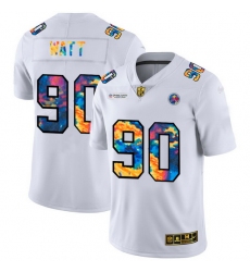 Pittsburgh Steelers 90 T J  Watt Men White Nike Multi Color 2020 NFL Crucial Catch Limited NFL Jersey