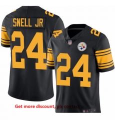 Steelers 24 Benny Snell Jr  Black Men Stitched Football Limited Rush Jersey