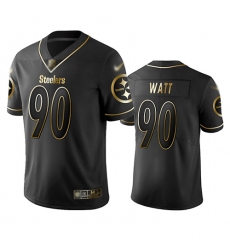 Steelers 90 T  J  Watt Black Men Stitched Football Limited Golden Edition Jersey