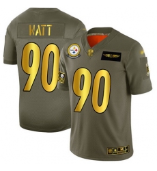 Steelers 90 T  J  Watt Camo Gold Men Stitched Football Limited 2019 Salute To Service Jersey