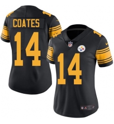 Nike Steelers #14 Sammie Coates Black Womens Stitched NFL Limited Rush Jersey