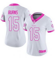 Nike Steelers #15 Artie Burns White Pink Womens Stitched NFL Limited Rush Fashion Jersey