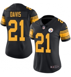 Nike Steelers #21 Sean Davis Black Womens Stitched NFL Limited Rush Jersey