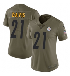 Nike Steelers #21 Sean Davis Olive Womens Stitched NFL Limited 2017 Salute to Service Jersey