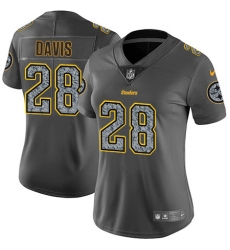 Nike Steelers #28 Sean Davis Gray Static Womens NFL Vapor Untouchable Game Jersey