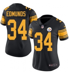 Nike Steelers #34 Terrell Edmunds Black Womens Stitched NFL Limited Rush Jersey