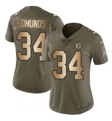 Nike Steelers #34 Terrell Edmunds Olive Gold Womens Stitched NFL Limited 2017 Salute to Service Jersey