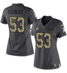 Nike Steelers #53 Maurkice Pouncey Black Womens Stitched NFL Limited 2016 Salute to Service Jersey