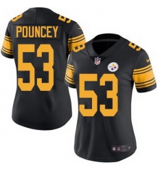 Nike Steelers #53 Maurkice Pouncey Black Womens Stitched NFL Limited Rush Jersey
