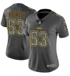 Nike Steelers #53 Maurkice Pouncey Gray Static Womens NFL Vapor Untouchable Game Jersey