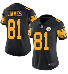 Nike Steelers #81 Jesse James Black Womens Stitched NFL Limited Rush Jersey
