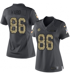 Nike Steelers #86 Hines Ward Black Womens Stitched NFL Limited 2016 Salute to Service Jersey