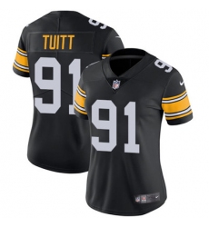 Nike Steelers #91 Stephon Tuitt Black Alternate Womens Stitched NFL Vapor Untouchable Limited Jersey