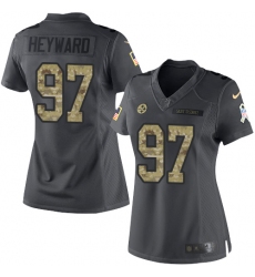 Nike Steelers #97 Cameron Heyward Black Womens Stitched NFL Limited 2016 Salute to Service Jersey