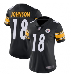 Steelers 18 Diontae Johnson Black Team Color Women Stitched Football Vapor Untouchable Limited Jersey