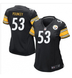 Women NEW Pittsburgh Steelers #53 Maurkice Pouncey Black Team Color Stitched NFL Elite Jersey