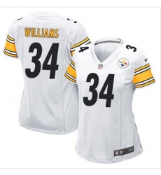 Women New Steelers #34 DeAngelo Williams White Stitched NFL Elite Jersey