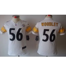 Women Nike Pittsburgh Steelers #56 Lamarr Woodley White Game LIMITED Nike NFL Jerseys