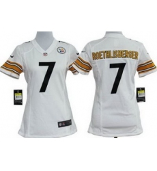 Women Nike Pittsburgh Steelers 7 Roethlisberger White Nike NFL Jerseys