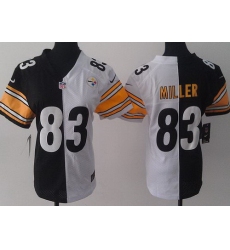Women Nike Pittsburgh Steelers 83 Heath Miller White Black Split NFL Jerseys