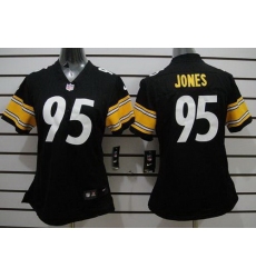 Women Nike Pittsburgh Steelers 95 Jarvis Jones Black LIMITED NFL Jersey