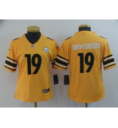 Women Nike Steelers 19 JuJu Smith Schuster Gold Women Inverted Legend Limited Jersey