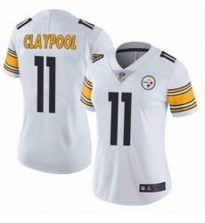 Women Pittsburgh Steelers 11 Chase Claypool White Vapor Untouchaable Limited Stitched Jersey