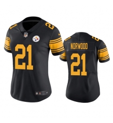 Women Pittsburgh Steelers 21 Tre Norwood Black Color Rush Limited Stitched Jersey 28Run Small 2