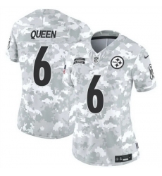 Women Pittsburgh Steelers 6 Patrick Queen 2024 F U S E Arctic Camo Salute To Service Limited Stitched Football Jersey