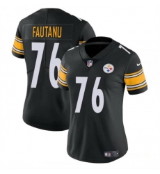 Women Pittsburgh Steelers 76 Troy Fautanu 2024 Draft Black Vapor Stitched Football Jersey